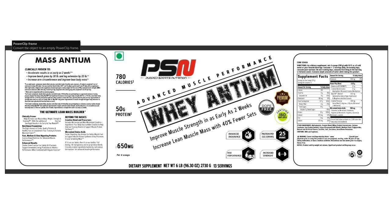 PSN Whey Antium – Advanced Muscle Performance | Isolate Blend Muscle Protein Shake | 25g Protein per Serving | 60 Servings | Dope Free | Banned Substance Free | No Artificial Color | 2kg (4.4 lbs) - Image 2