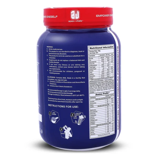 Apex Vitals Whey 2 Pure - Grass-Fed Whey Made in EU | Isolate & Hydrolyzed | 30g Protein, 15g EAA + 8g BCAA | Digestive Enzymes | Muscle Build & Recovery |900g (2 lbs) - Image 2