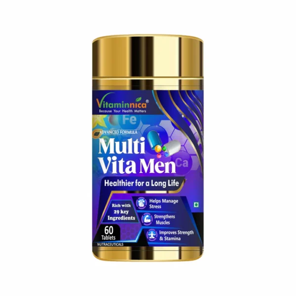Vitaminnica Multi Vita Men (Multivitamins) - Boosts Strength, Stamina and Manages Stress - 60 Tablets