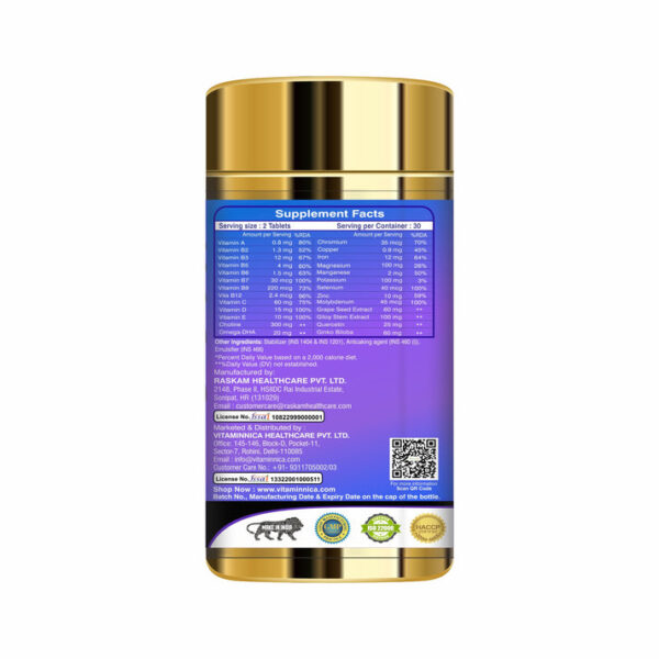 Vitaminnica Multi Vita Men (Multivitamins) - Boosts Strength, Stamina and Manages Stress - 60 Tablets - Image 3