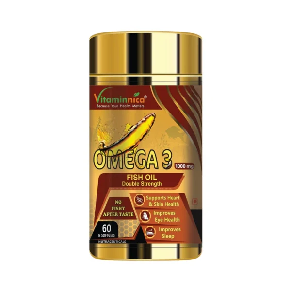 Vitaminnica Omega 3 - Better Heart. Skin, Eye Health & Improves Sleep Cycle- 60 Softgels