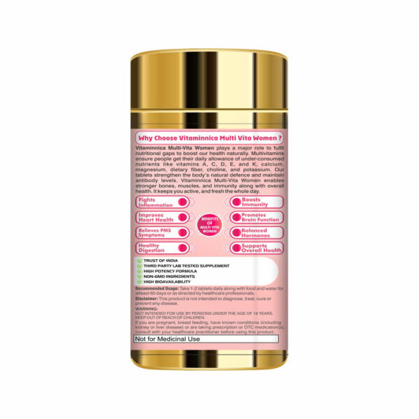 Multi Vita (Multivitamins) - Women and Bone Improves Energy level, Better Skin Density- 60 Tablets - Image 2