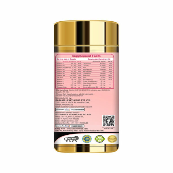 Multi Vita (Multivitamins) - Women and Bone Improves Energy level, Better Skin Density- 60 Tablets - Image 3