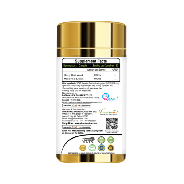 Horny Goat Weed with Maca Root Extract Supports Strength, Stamina & Performance | 60 Capsules Regular - Image 3