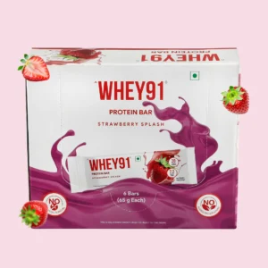 Whey91 Strawberry Splash Protein Bars – 20g Protein 7.2g Fibre (Pack of 6 bars)
