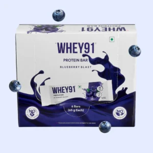 Whey91 Blueberry Blast Protein Bars – 20g protein, 7.3g fibre (Pack of 6 bars)
