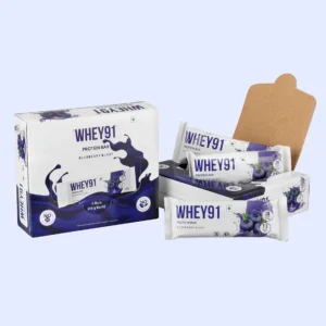 Whey91 Blueberry Blast Protein Bars – 20g protein, 7.3g fibre (Pack of 6 bars)
