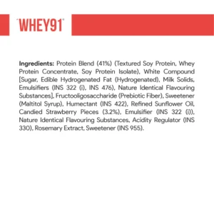 Whey91 Strawberry Splash Protein Bars – 20g Protein 7.2g Fibre (Pack of 6 bars)