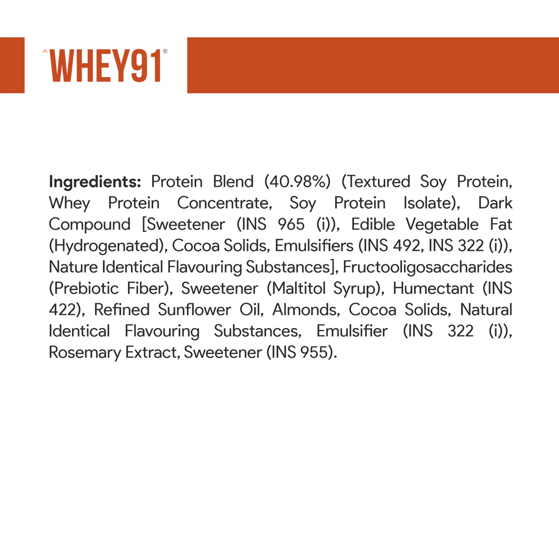Whey91 Choco Fudge Protein Bars - 20g Protein 7.3 g Fibre (Pack of 6 bars) - Image 8
