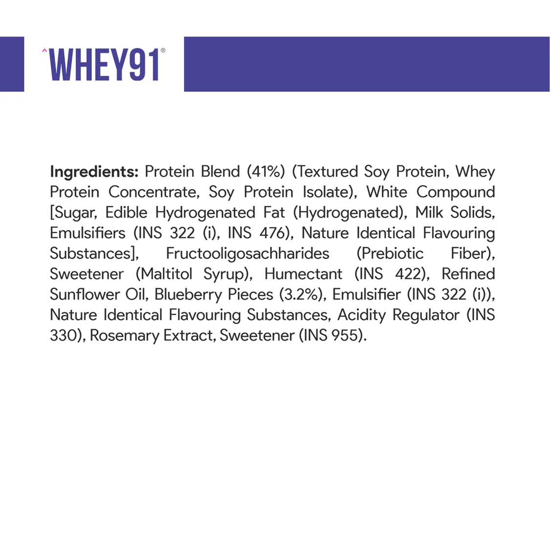 Whey91 Blueberry Blast Protein Bars - 20g protein, 7.3g fibre (Pack of 6 bars) - Image 7