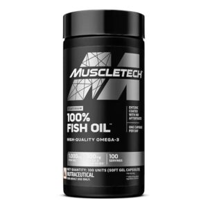 MuscleTech Platinum 100% Fish Oil For Men And Women, 1000Mg Omega 3 With 180 Mg Epa & 120 Mg Dha For Heart, Joints & Brain Health, 100 Softgels, 1 count, 100 servings