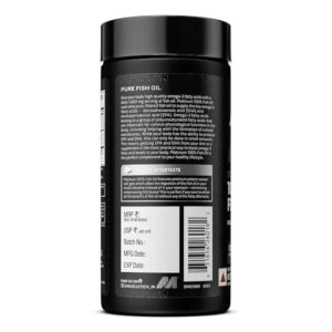 MuscleTech Platinum 100% Fish Oil For Men And Women, 1000Mg Omega 3 With 180 Mg Epa & 120 Mg Dha For Heart, Joints & Brain Health, 100 Softgels, 1 count, 100 servings