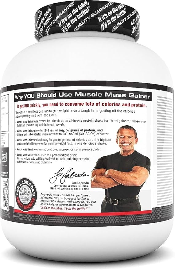 Labrada Muscle Mass Gainer Powder (Gain Weight, Post-Workout, 52g Protein, 250g Carbs,1g Creatine, 500mg L-Carnitine, 9 Servings) 6.6 lbs (3 kg) (Chocolate) - Image 2