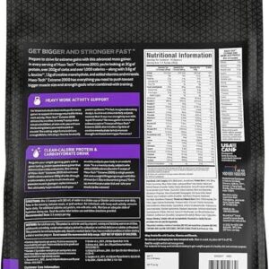 Mass Tech Extreme 2000, Triple Chocolate Brownie, 5.44kg, High-Calorie Mass Gainer, 30g Protein, 1073 Calories per Serving