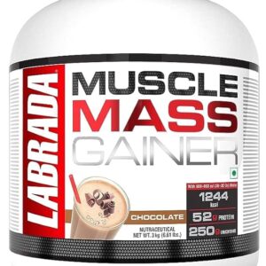 Labrada Muscle Mass Gainer Powder (Gain Weight, Post-Workout, 52g Protein, 250g Carbs,1g Creatine, 500mg L-Carnitine, 9 Servings) 6.6 lbs (3 kg) (Chocolate)