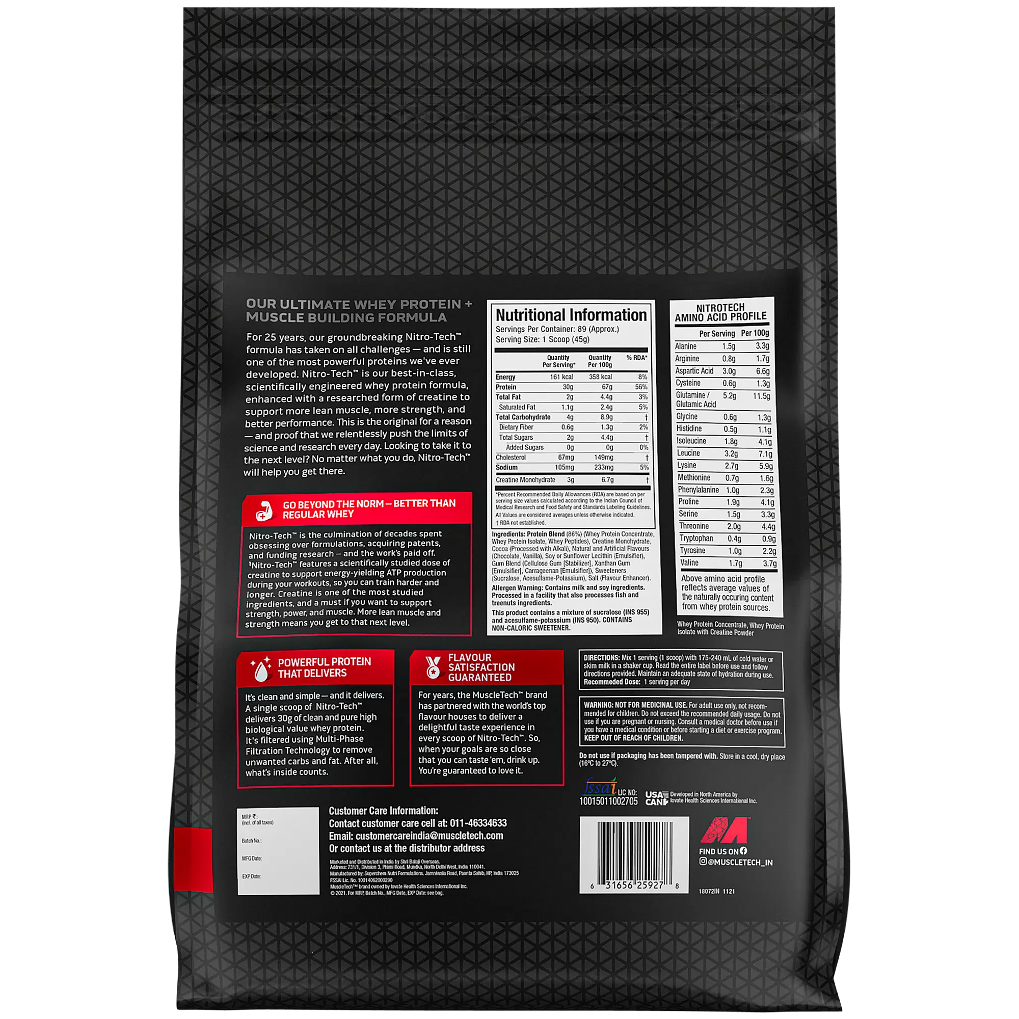 MuscleTech Nitrotech Whey Protein Powder 4kg | 89 Serving | 30g Protein | Milk Chocolate Flavour | Muscle | Recovery | Strength - Image 3