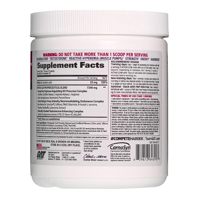 GAT Sport Nitraflex Fruit Punch Flavour powder -Pack of 30 Servings - Image 5