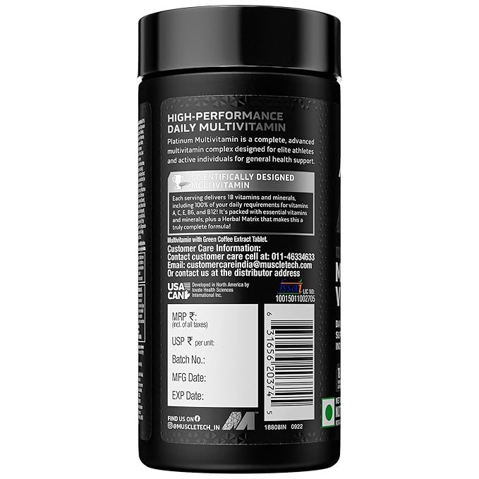 MuscleTech Platinum Multivitamin,Vitamin C for Immune Support,18 Vitamins & Minerals,60 Tablets, 150 grams - Image 6