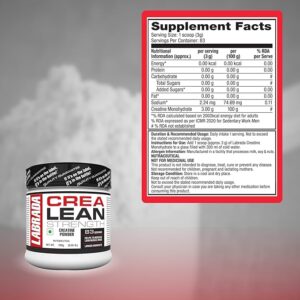Labrada CreaLean Powder (Post Workout, Sustain longer workout, Muscle Repair & Recovery, 3g Creatine Monohydrate,For 83 Servings) – 0.55 lbs (250 gm)