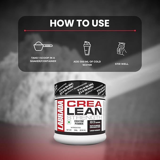 Labrada CreaLean Powder (Post Workout, Sustain longer workout, Muscle Repair & Recovery, 3g Creatine Monohydrate,For 83 Servings) - 0.55 lbs (250 gm) - Image 3