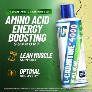 Ronnie Coleman Signature Series L Carnitine XS 4000 Liquid, Stimulant Free, Sugar Free, Zero Carbs, Lean Muscle Strength Support for Men & Women, 16 Oz, Apple Bomb