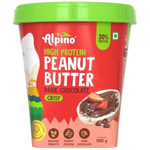 ALPINO High Protein Dark Chocolate Peanut Butter Crisp – Roasted Peanuts, Dark Chocolate, Whey Protein & Pea Protein