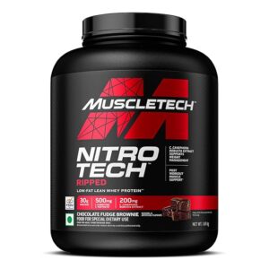 MuscleTech Nitrotech Ripped,1.81 Kg (4Lbs),Chocolate Fudge Brownie,Low Fat Lean Whey Protein,+ Weight Management,30 G From Whey Protein,500 G (L-Carnitine & L-Tartrate),200 Mg C,43 Servings