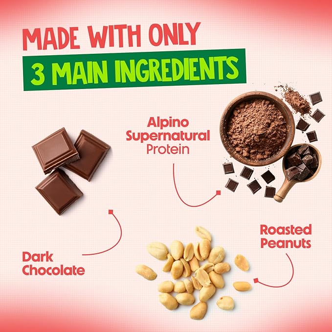ALPINO High Protein Dark Chocolate Peanut Butter Crisp - Roasted Peanuts, Dark Chocolate, Whey Protein & Pea Protein - Image 5