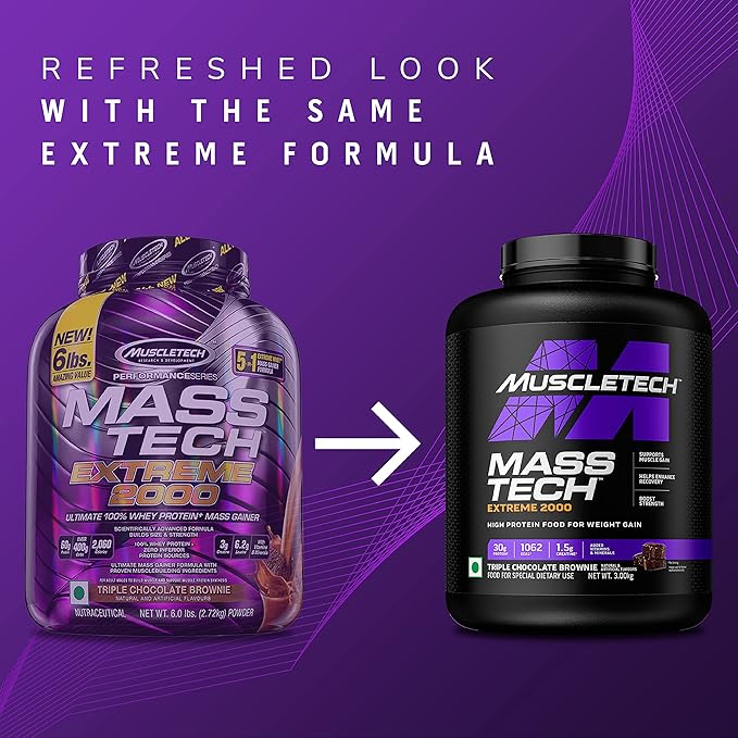 MuscleTech Veg Mass Gainer-Triple Chocolate Brownie (3Kg Powder(10 Servings)-MassTech Extreme 2000 High Protein Food For Weight Gainer (30g Protein, 1073 Kcal,1.5g Creatine & Added Vitamin,Minerals) - Image 6