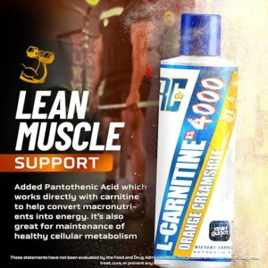 Ronnie Coleman Signature Series L Carnitine XS 4000 Liquid, Stimulant Free, Sugar Free, Zero Carbs, Lean Muscle Strength Support for Men & Women, 16 Oz, Orange Creamsicle