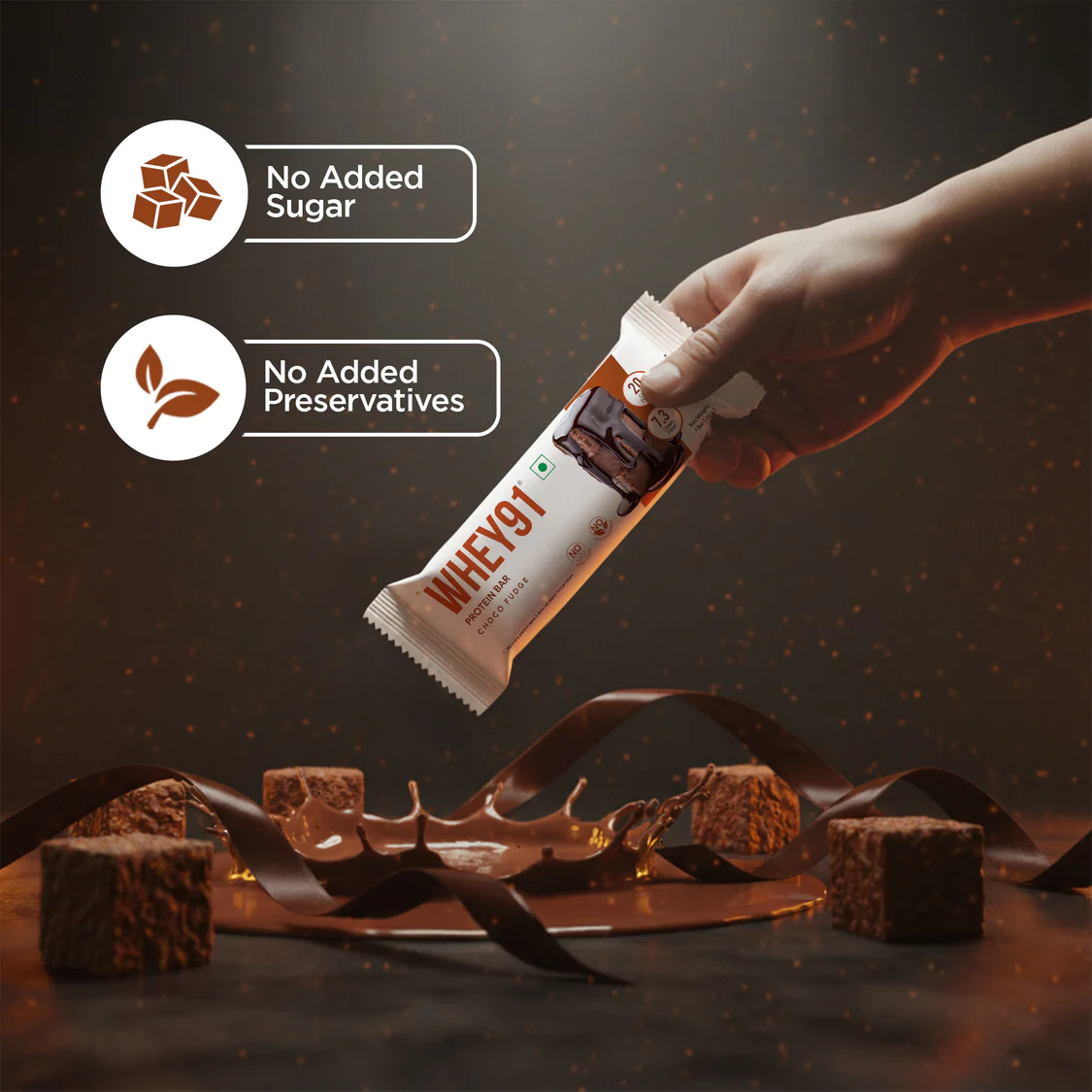 Whey91 Choco Fudge Protein Bars - 20g Protein 7.3 g Fibre (Pack of 6 bars) - Image 5