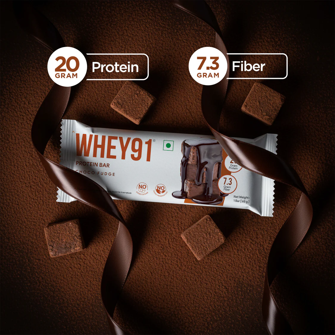 Whey91 Choco Fudge Protein Bars - 20g Protein 7.3 g Fibre (Pack of 6 bars) - Image 7