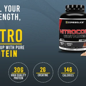 COREBOLICS NITROCORE WHEY PROTEIN ( 2 KG, 47 SERVINGS ) Free T-Shirt
