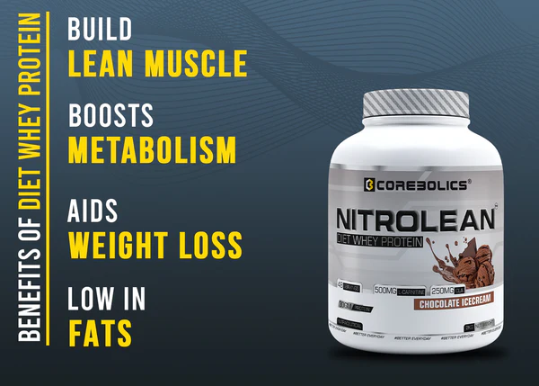 COREBOLICS NITROLEAN - DIET WHEY PROTEIN ( 2 KG, 48 SERVINGS ) Free T-Shirt - Image 4