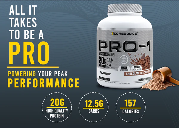 Corebolics Pro-1 Whey Protein ( 2 kg, 50 Serving ) Free T- Shirt - Image 6