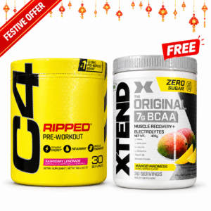 C4 Ripped Pre-Workout + FREE XTEND Original BCAA Mango Madness 405g
